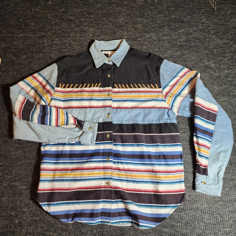 Kikomo Style Mens Large Striped Western Button Down Cotton Multi-Color(E9)